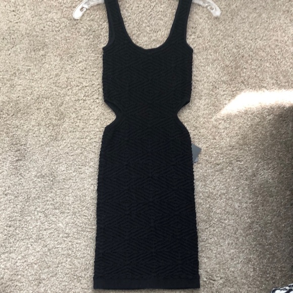 BeBe bodycon black dress w side cut out Sz S - Picture 3 of 4